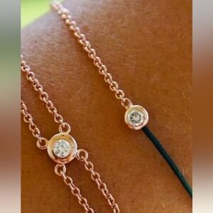 Diamond Bracelet Bezel Rose Gold Tone and Cord Protection Bracelet NEW